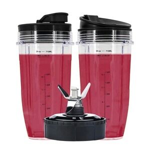 Nutri Ninja Replacement Blender Cup Set with Blade | 24oz Nutri Extractor Blade